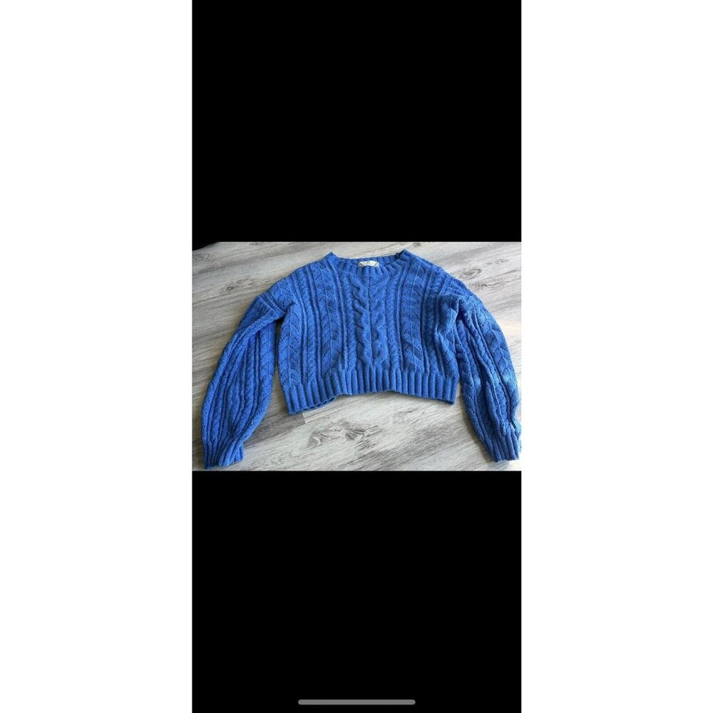 Women Junior Blue Crop Sweater Pink Rose Brand Long Sleeves Soft Warm #478